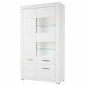 Moderne Lomadox Vitrine in Weiß Hochglanz mit Beleuchtung, Maße: 100x198x35 cm