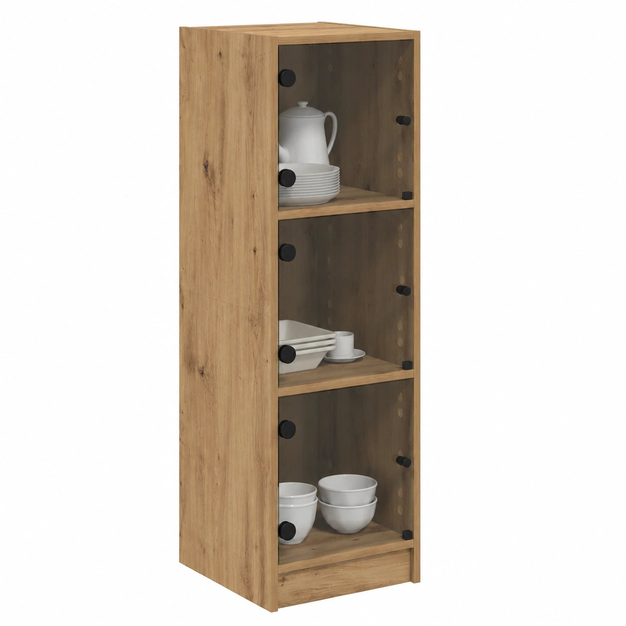 Moderner Hochschrank aus Holzwerkstoff in Eichenoptik, 35x37x109 cm, Stauraum für Esszimmer