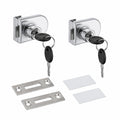 Glastürschloss-Set aus Edelstahl, 2-teilig, inklusive 4 Schlüssel, für Vitrinen und Glastürenschränke