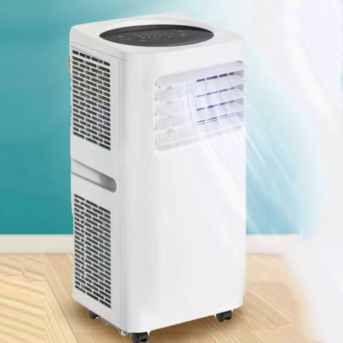 Klimatyzator, 7000 BTU, do 350 m², programator czasowy, kolor biały i turkusowy