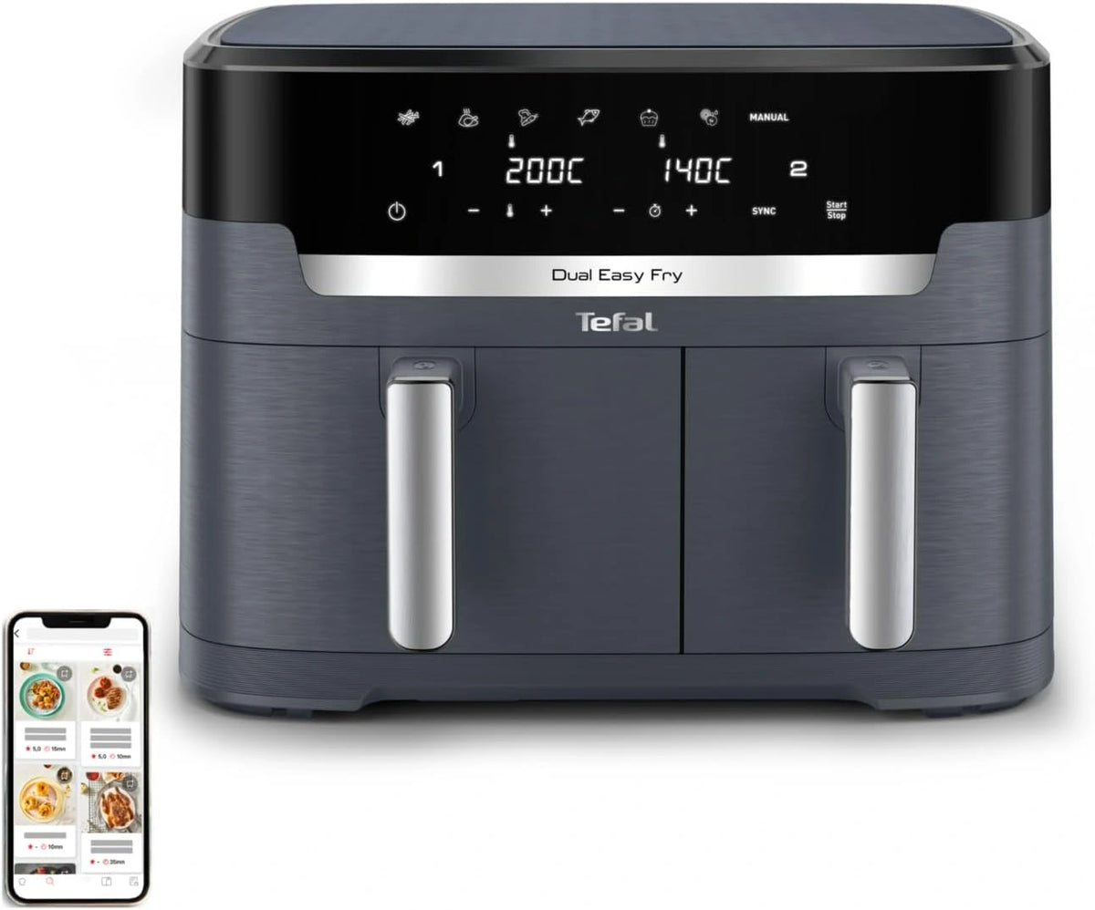 Frytkownica beztłuszczowa TEFAL EY942B, 11 l, szuflady, kolor szary