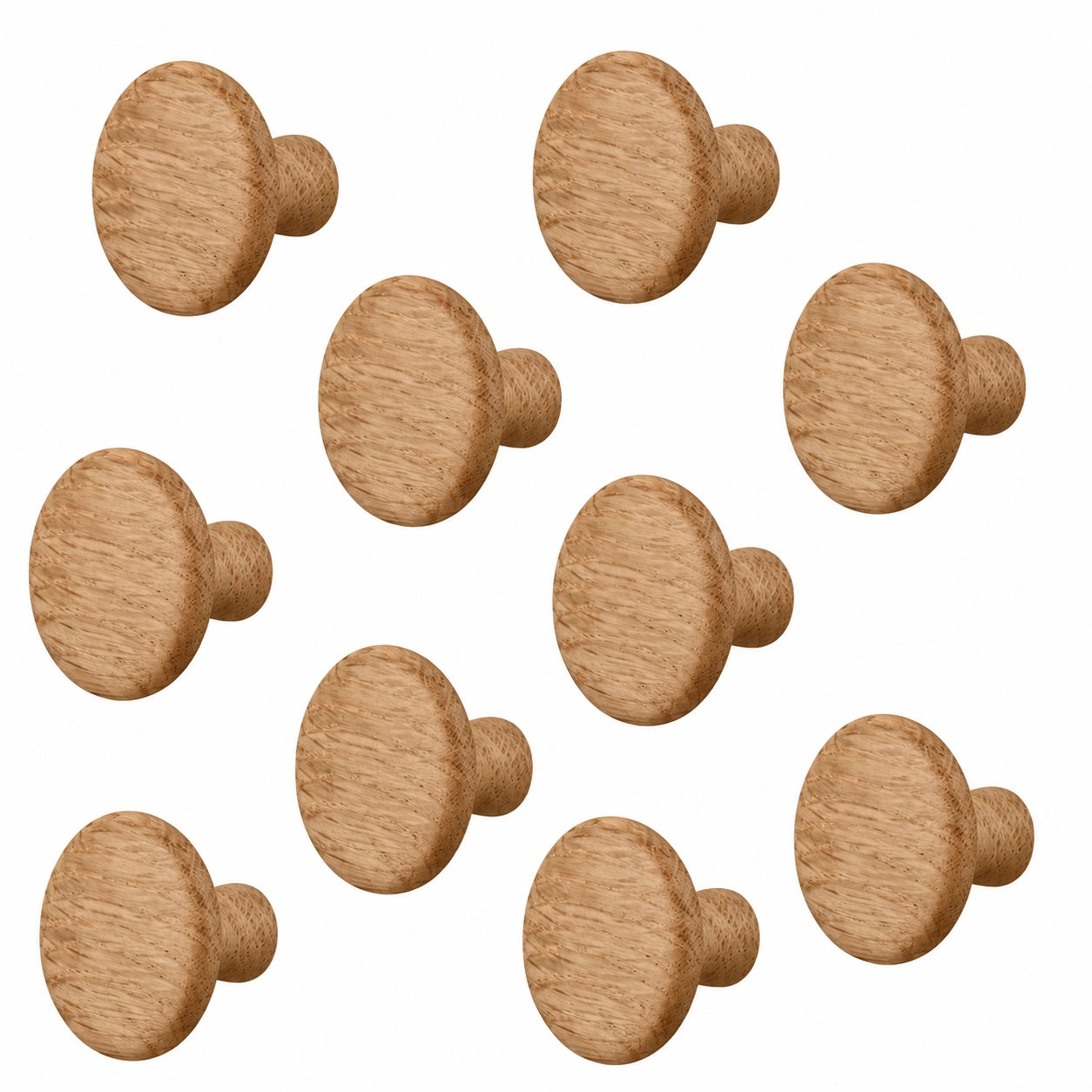 Holz-Möbelknopf Eiche, Ø 32 mm, natur lackiert, 10er-Set, inklusive M4 Schrauben