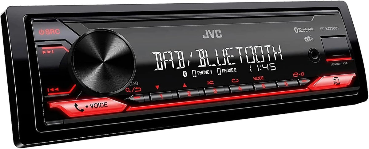 Radio JVC KD-X282DBT, 50 W, kolor czerwony