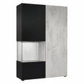 Moderne Hochschrank-Vitrine Morena mit LED, Deutsches Design, Schwarz mit Betonoptik