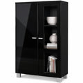 Vladon Standvitrine Denjo mit Glaseinsätzen, Schwarz, 2 Türen, 71x129x35 cm