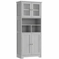 HOCSOK Küchenschrank, 147,5 cm Sideboard mit 4 Türen und verstellbarem Regal, Grauer Hochschrank für Wohnzimmer, Esszimmer und Bar