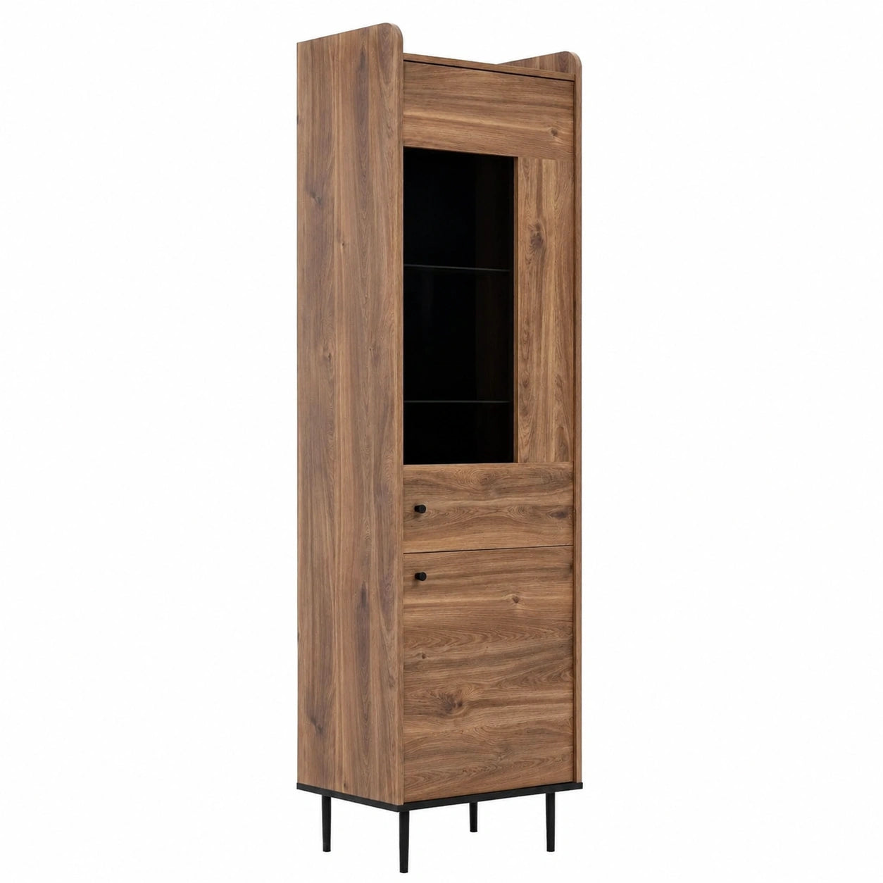 Veirana Vitrine mit Soft-Close und LED-Beleuchtung, 2 Türen, Metallgriffe, Wohnzimmer-Schrank