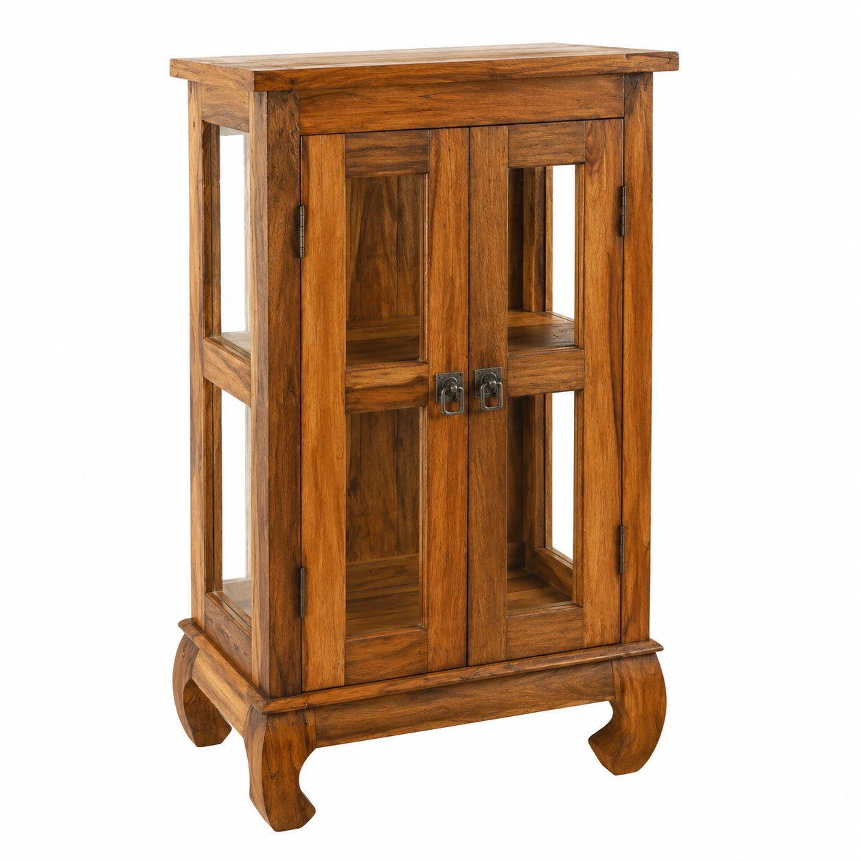 Teakholz Vitrinenschrank von livasia | Massivholz-Design im asiatischen Stil | Handgefertigte Teakholzvitrine