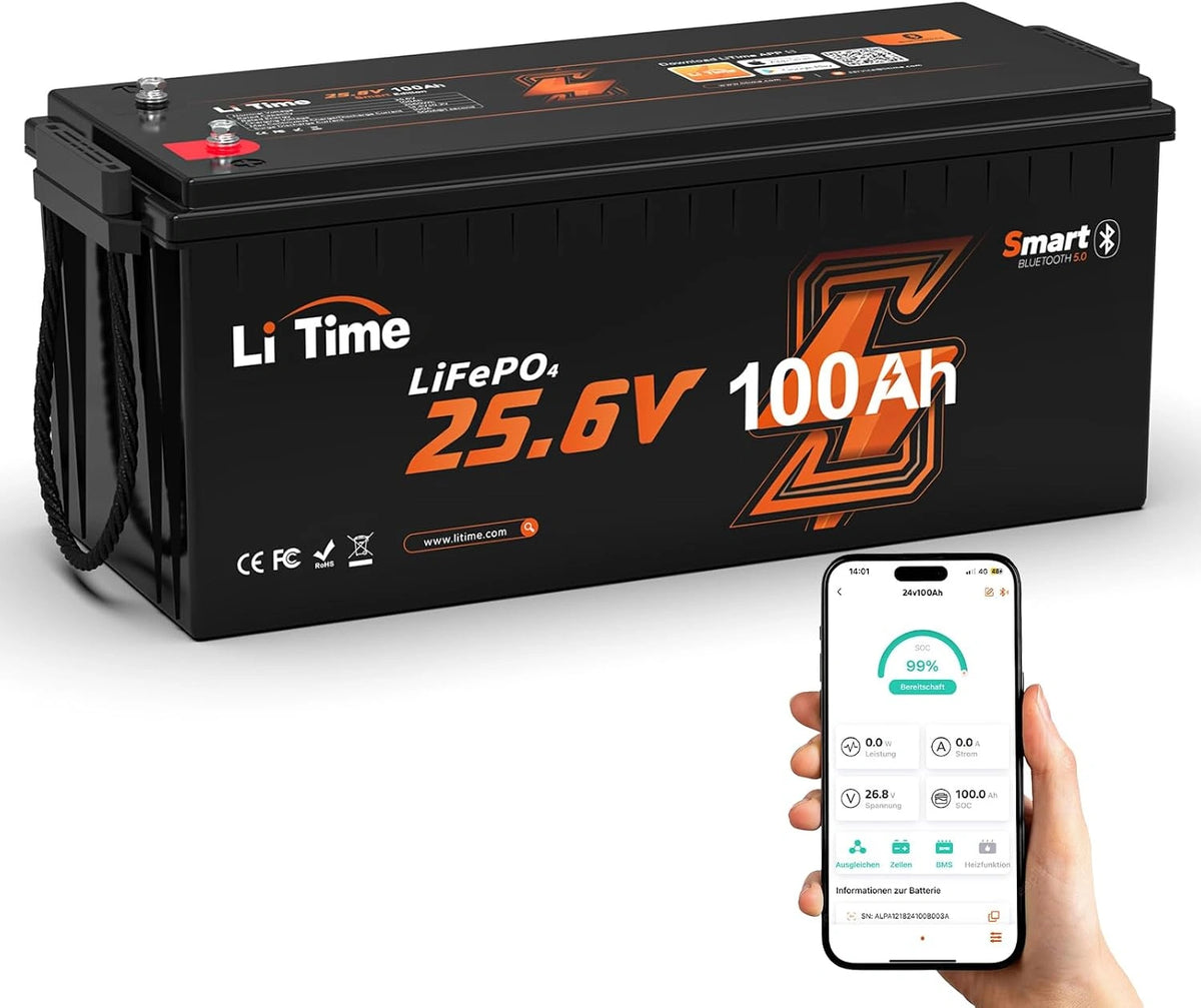 Akumulator LiTime 24V, 100 Ah, 24 V, kolor czarny
