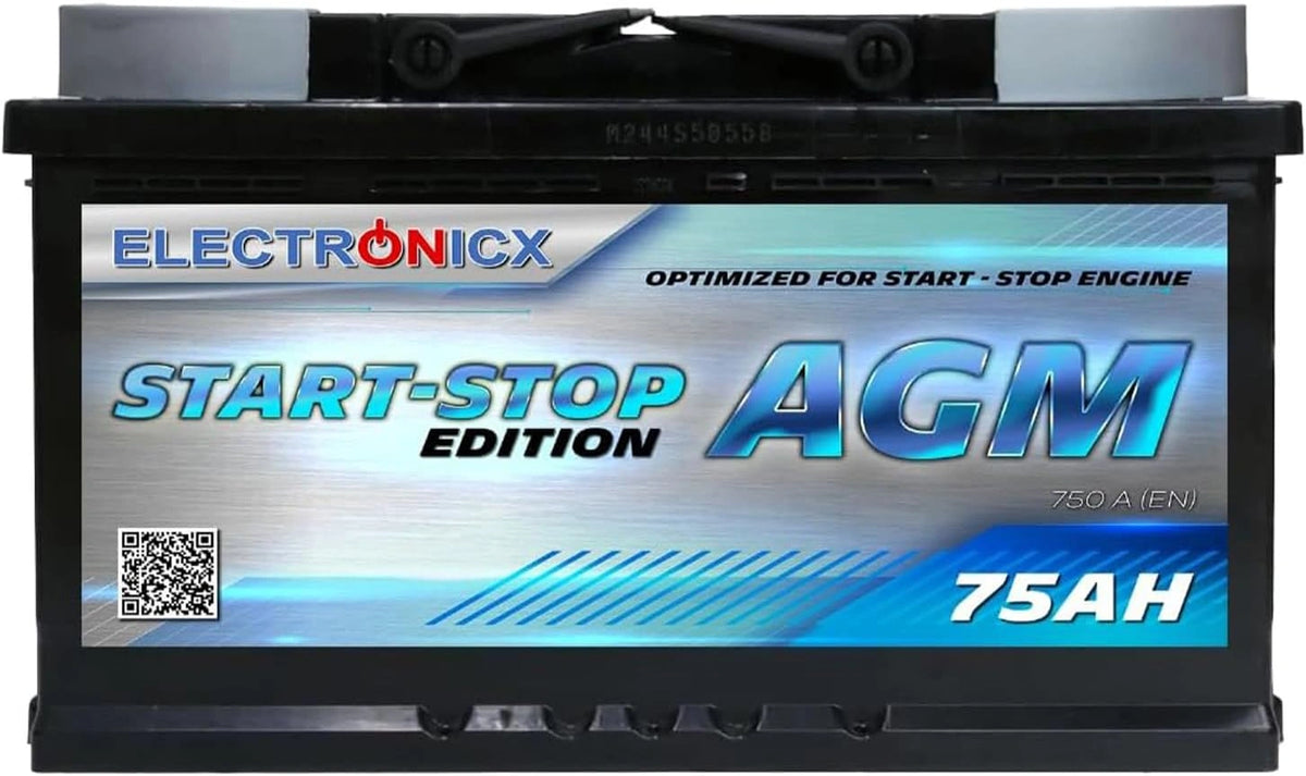 Akumulator Electronicx AGM, 75 Ah, 12 V, kolor czarny i szary