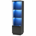 Moderne Glasvitrine mit LED-Beleuchtung und Smart-Sensor, 3 Ablagen, Schwarz, Staubschutz, für Wohnzimmer und Büro