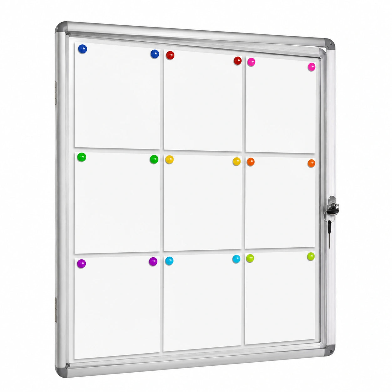 Magnetischer Schaukasten 9xA4 mit Alurahmen und Acrylglas