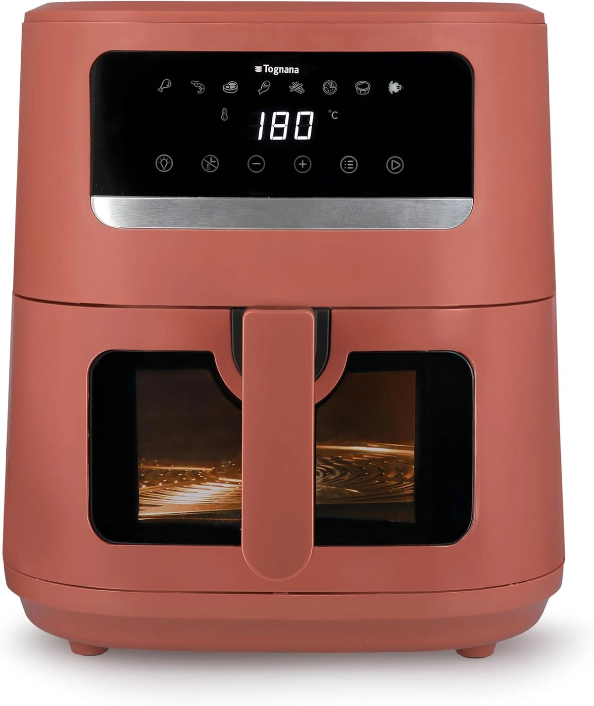 Frytkownica beztłuszczowa Tognana, 2000 W, 8 l, programator czasowy, kolor czerwony
