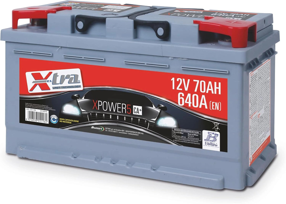 Akumulator Bottari, 70 Ah, 12 V, kolor niebieski i szary