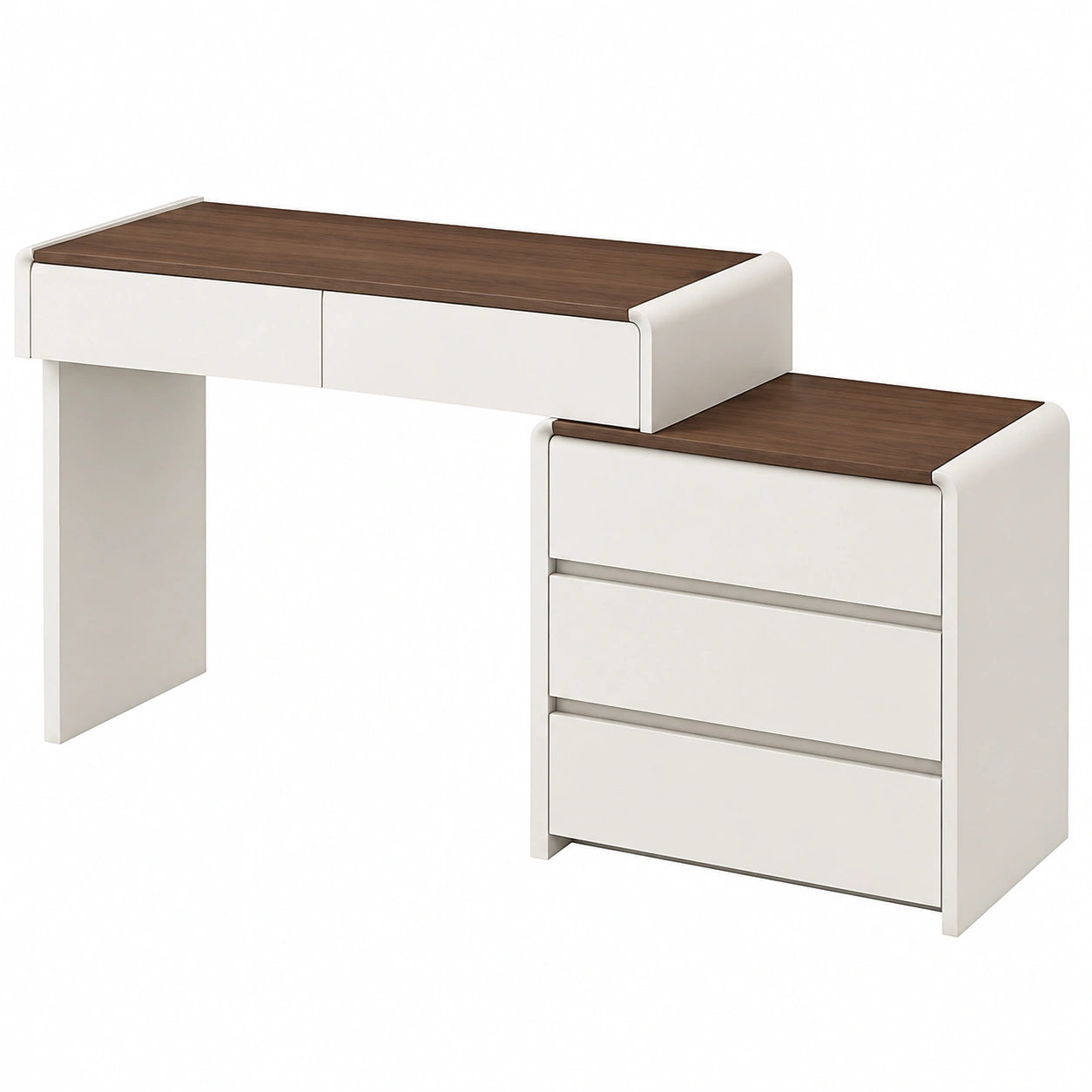 Eckschminktisch mit Spiegel und Stauraum, Moderner Design Kosmetiktisch in Holzoptik, Leicht Aufzubauen, Perfekt für Mädchenzimmer