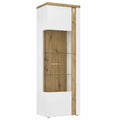 FORTE Tuluza Vitrine mit Glastür, Weiß und Eichenholzoptik, 66,5x196x43,2 cm