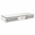 Schwebendes Wandregal mit Kristall-Diamant-Schublade, silberner Spiegel, 80 cm