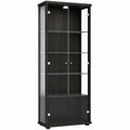 Eleganter schwarzer Vitrinenschrank mit LED-Beleuchtung und verstellbaren Glasböden, 2-türig, 176cm