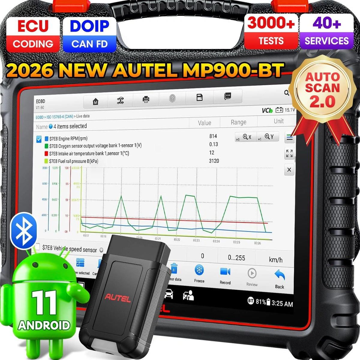 Tester diagnostyczny Autel MaxiPRO MP900-BT, kolor szary