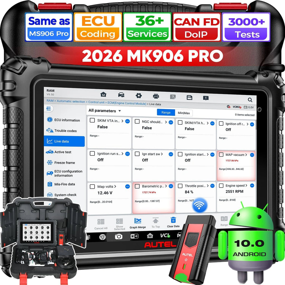 Akumulator Autel MaxiCOM MK906, kolor czarny