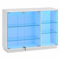 Lvifur LED-Beleuchtete Glasvitrine mit Sensorsteuerung, Staubdichter Vitrinenschrank aus Holz, 3 Ebenen, für Wohnzimmer, Schlafzimmer, Büro, Weiß