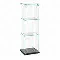 Moderne Glasvitrine mit LED-Licht und Schloss, Staubdichter Schaukasten für Sammlungen im Wohn- und Schlafzimmer, 3 Ebenen, Schwarz